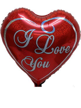 Red Holographic Heart Balloon