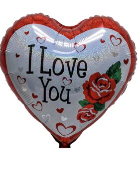 Silver & Red Holographic Mylar Balloon